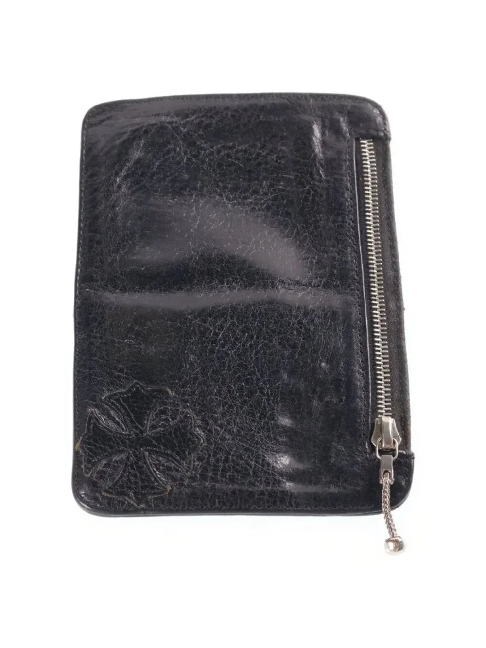 Chrome Hearts Bank Robber Leather Wallet Black with Cross Patch